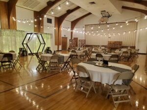 String Lights Wedding Reception by East Idaho Wedding and Party Rentals