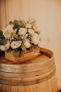 Beautiful Wine Barrel with Flowers for Rent